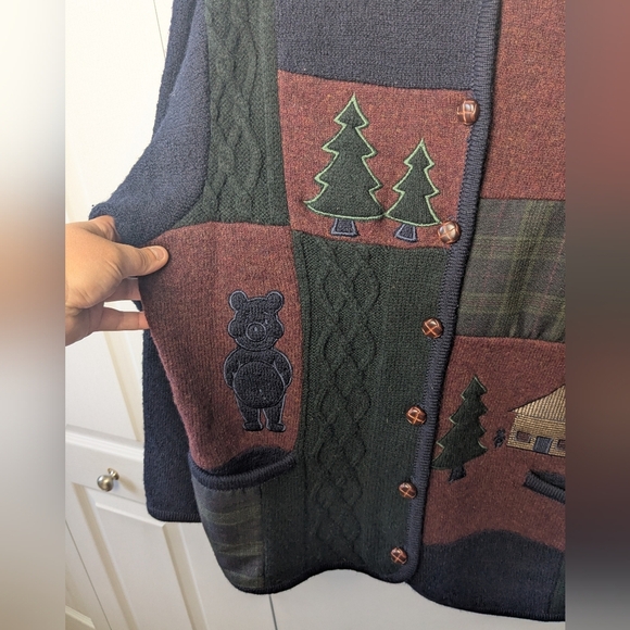 VINTAGE 1990 Women Sweater Made In Hong Kong Size M 100% Wool Winter Vibes - Picture 2 of 11